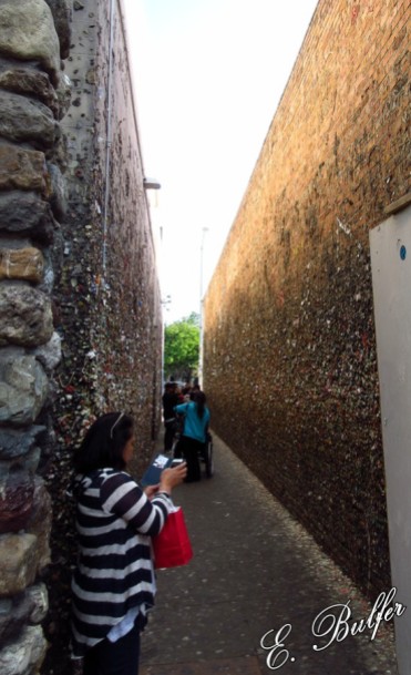 This is Bubblegum Alley, all of the spots are pieces of gum.